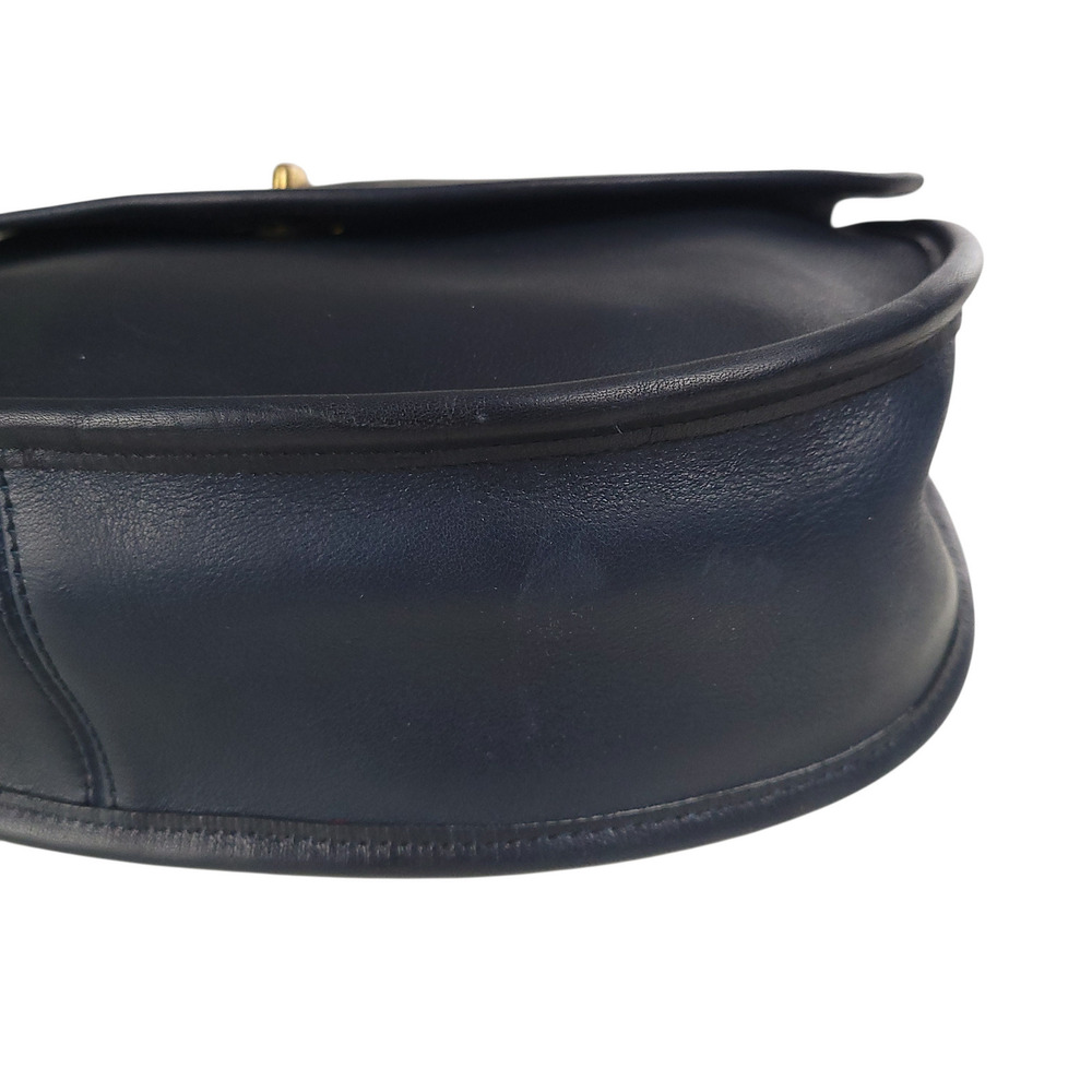 COACH Vintage Crescent Saddle Shoulder Bag 9235 NYC Navy Blue Leather Turn Lock - Picture 11 of 15